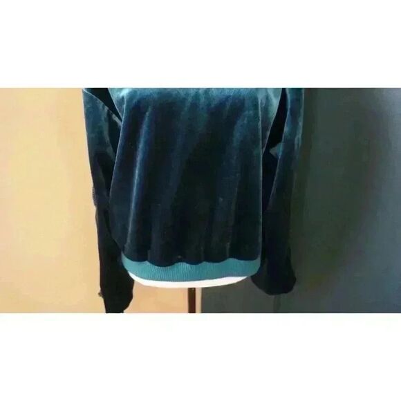 LIE by Lee Chung Chung Velvet Lace-Up Sleeve Top in Teal - Size S - Picture 3 of 15